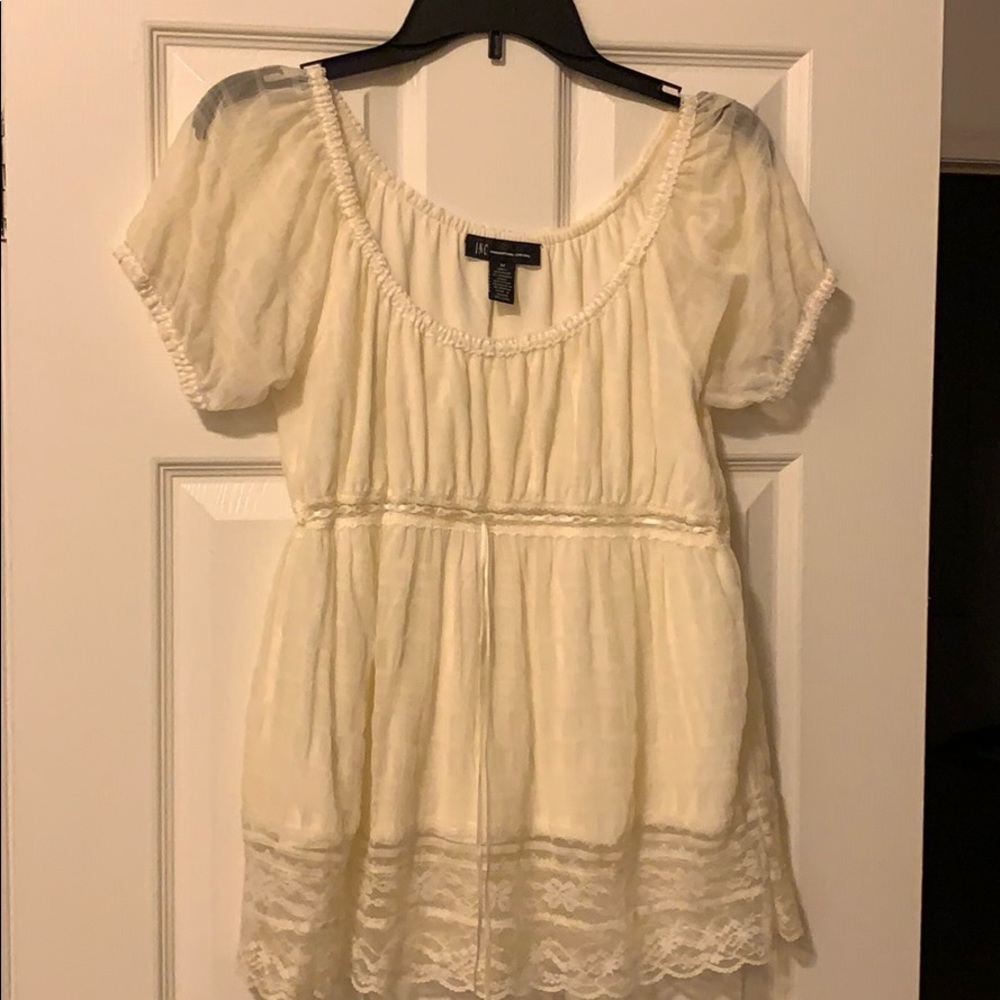 Off white shirt with lace overlay
